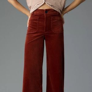 Anthropologie The Colette Cropped Wide-Leg Corduroy Pants by Maeve